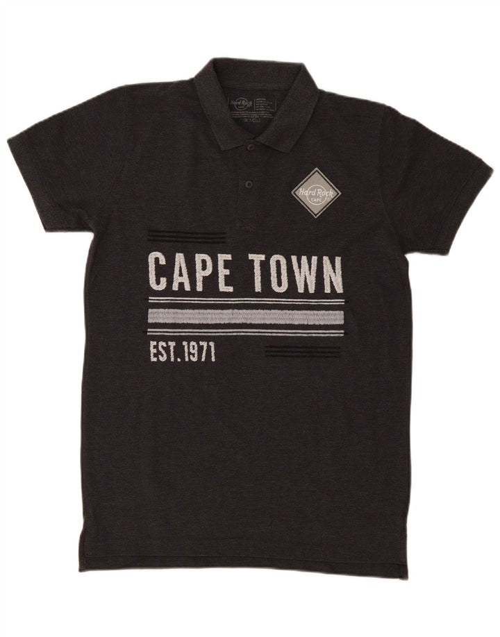 HARD ROCK CAFE Mens Cape Town Graphic Polo Shirt Medium Grey Cotton