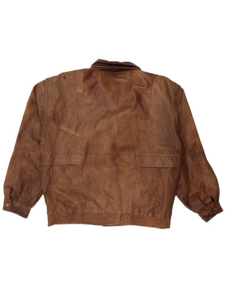Vintage Mens Leather Jacket UK 44 2XL Brown Leather