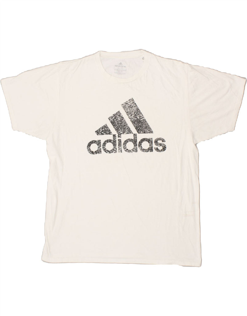 ADIDAS Mens Tall Graphic T-Shirt Top XL Off White | Vintage Adidas | Thrift | Second-Hand Adidas | Used Clothing | Messina Hembry 