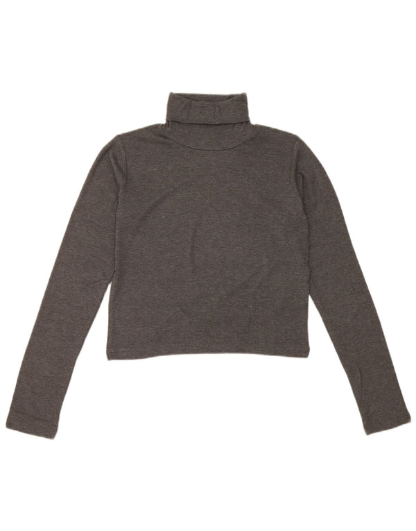 Zara Womens Crop Top Long Sleeve UK 12 Medium Grey
