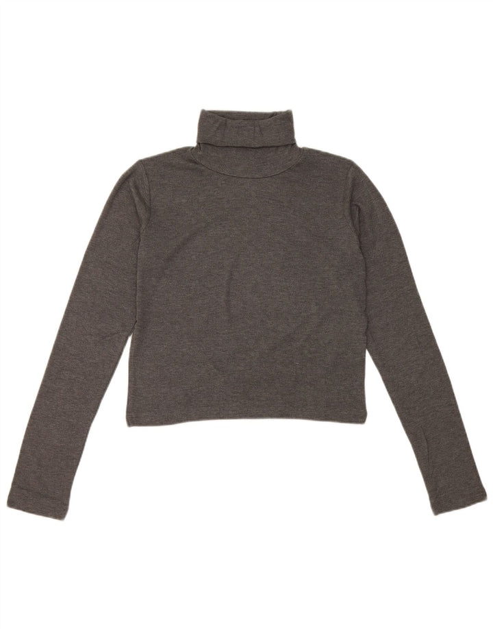 Zara Womens Crop Top Long Sleeve UK 12 Medium Grey