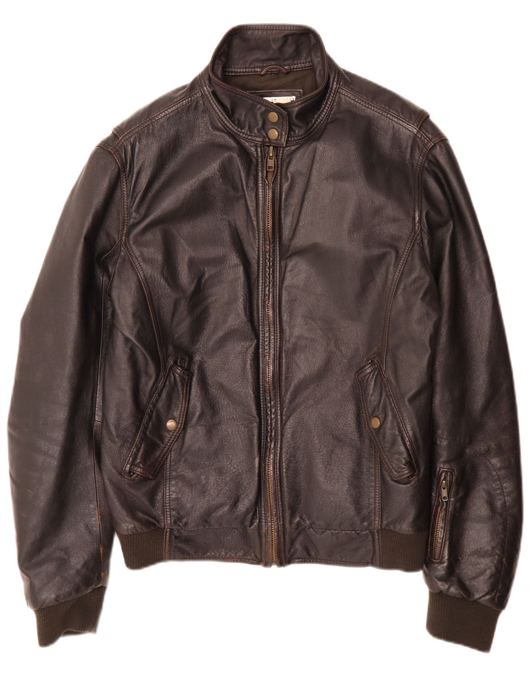 Vintage Mens Leather Bomber Jacket IT 52 XL Brown Retro
