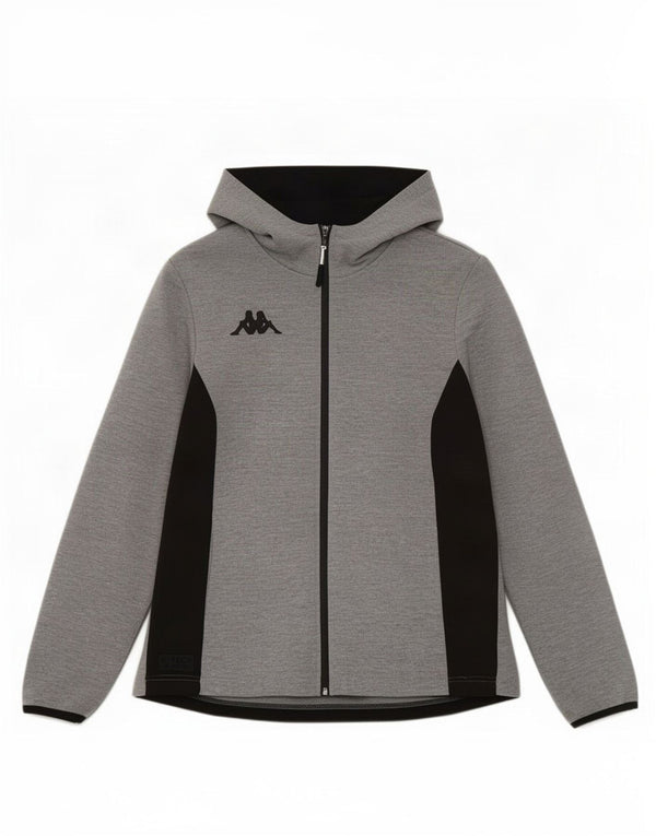 Kappa Womens Hooded Tracksuit Top Jacket UK 14 Medium Grey Colourblock