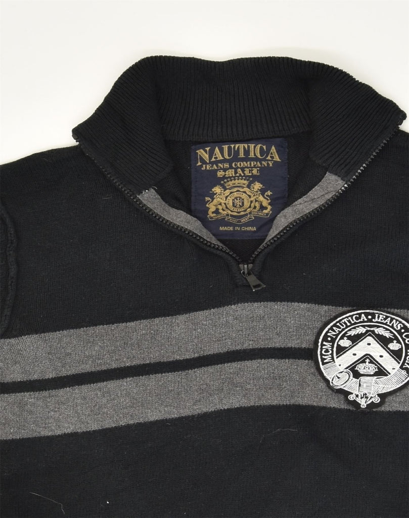 NAUTICA Mens Zip Neck Jumper Sweater Small Black Cotton | Vintage Nautica | Thrift | Second-Hand Nautica | Used Clothing | Messina Hembry 