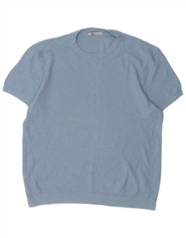 ZARA Mens T-Shirt Top Large Blue