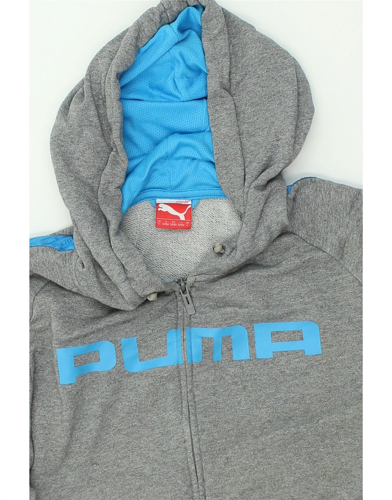 PUMA Mens Graphic Zip Hoodie Sweater Large Grey Cotton | Vintage Puma | Thrift | Second-Hand Puma | Used Clothing | Messina Hembry 