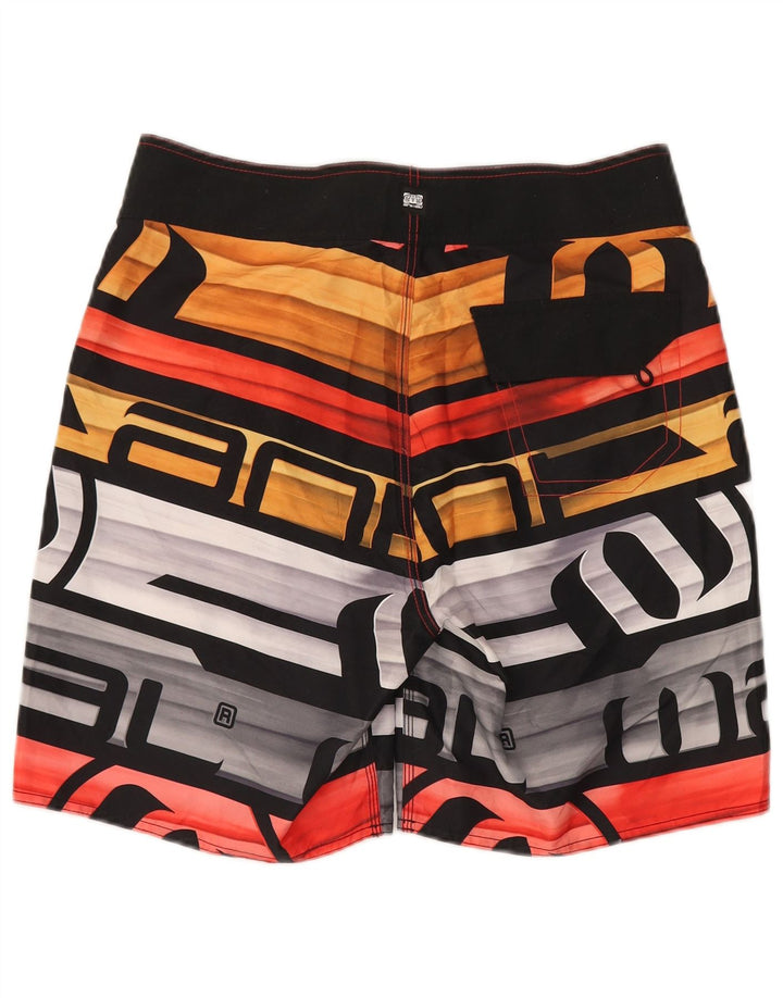 ANIMAL Mens Graphic Swimming Shorts Large  Multicoloured Striped Polyester