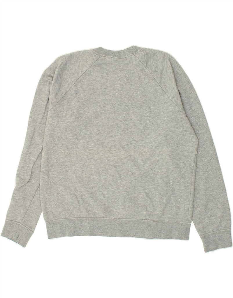 NIKE Womens Loose Fit Graphic Sweatshirt Jumper UK 14 Medium Grey Cotton | Vintage Nike | Thrift | Second-Hand Nike | Used Clothing | Messina Hembry 