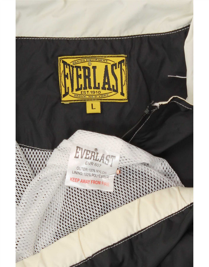 Everlast Mens Graphic Pullover Rain Jacket UK 40 Large Black Nylon