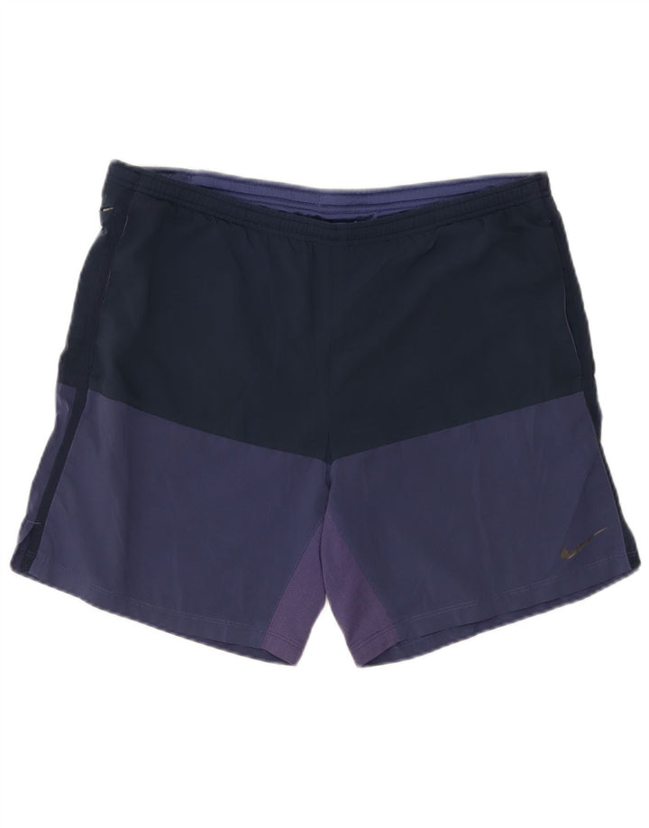 Nike Mens Dri Fit Sport Shorts Medium Navy Blue Colourblock Polyester