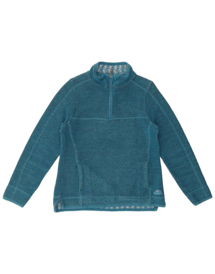 WEIRD FISH Womens Zip Neck Sweatshirt Jumper UK 12 Medium Blue Cotton