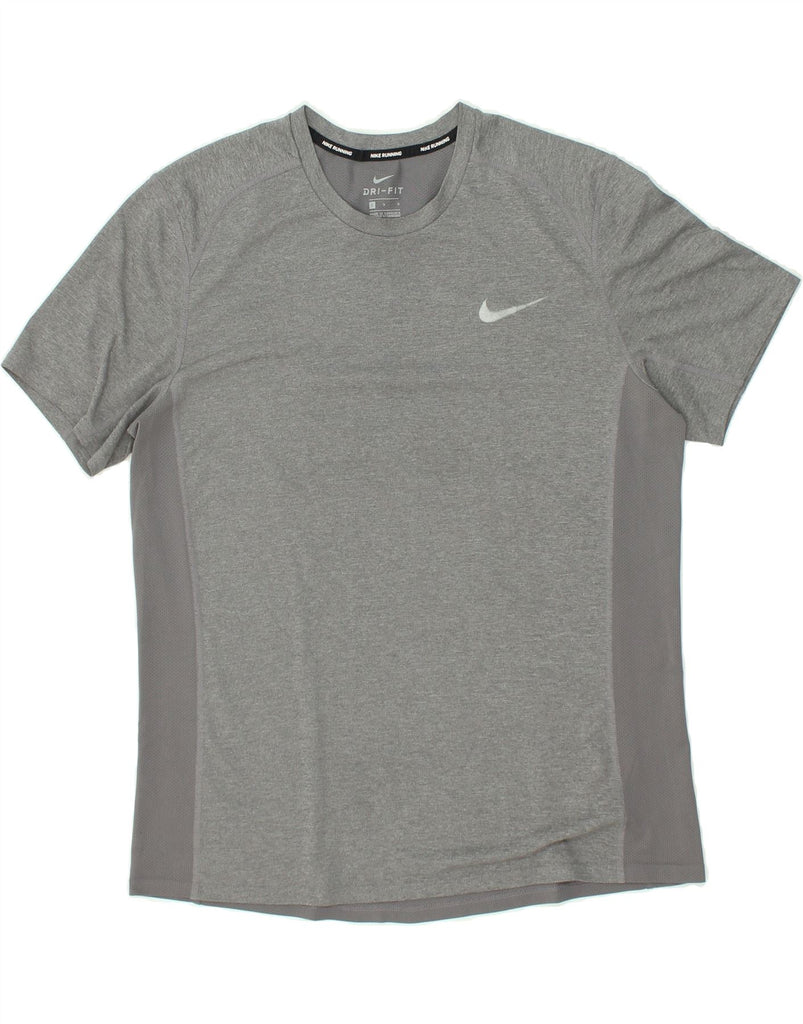 NIKE Mens Dri Fit T-Shirt Top Large Grey Colourblock Polyester | Vintage Nike | Thrift | Second-Hand Nike | Used Clothing | Messina Hembry 