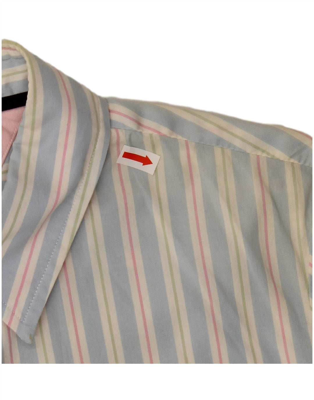 TOMMY HILFIGER Womens Short Sleeve Shirt US 6 Medium Blue Striped Cotton