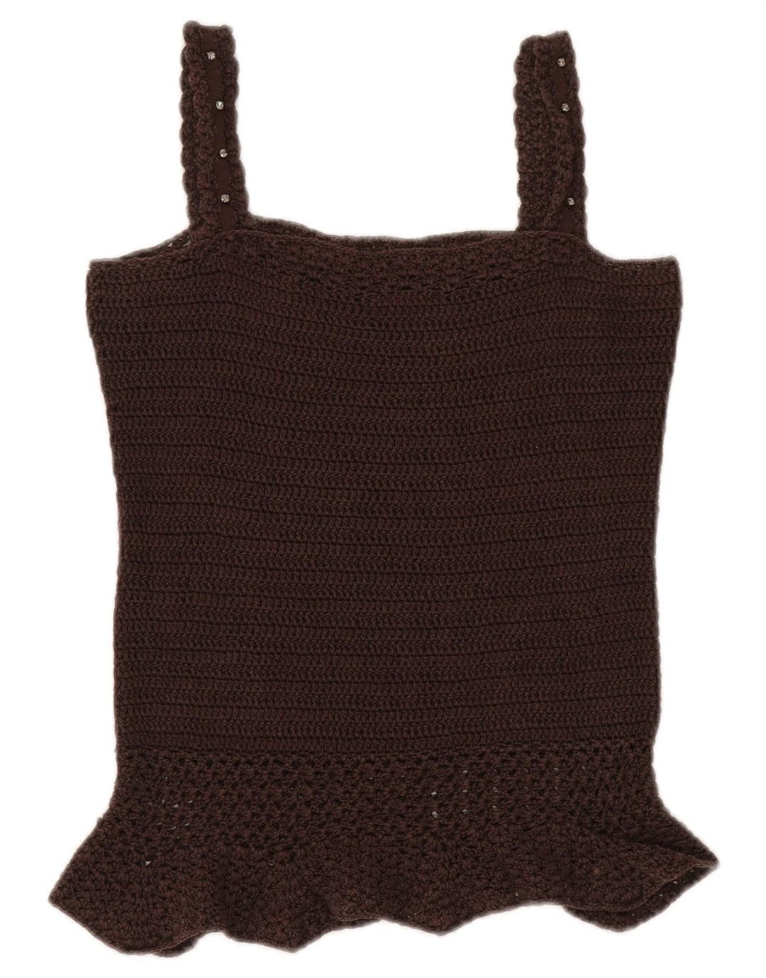 Max & Co. Womens Crop Crochet Cami Top UK 12 Medium Brown