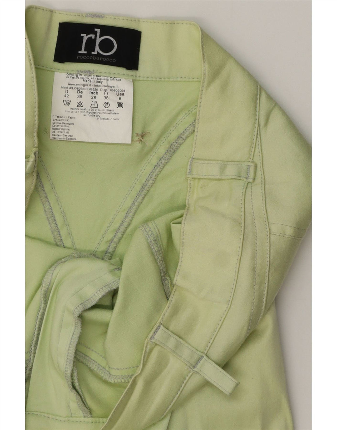 Roccobarocco Womens Mermaid Skirt IT 42 Medium W28 Green Cotton