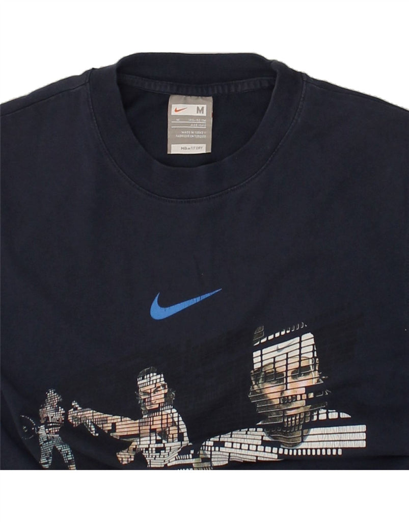 NIKE Boys Graphic T-Shirt Top 10-11 Years Medium  Navy Blue Cotton | Vintage Nike | Thrift | Second-Hand Nike | Used Clothing | Messina Hembry 