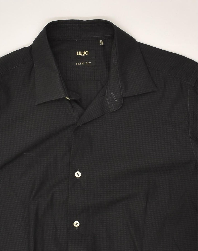 LIU JO Mens Slim Fit Shirt Size 15 1/2  39 Medium Black Cotton | Vintage Liu Jo | Thrift | Second-Hand Liu Jo | Used Clothing | Messina Hembry 