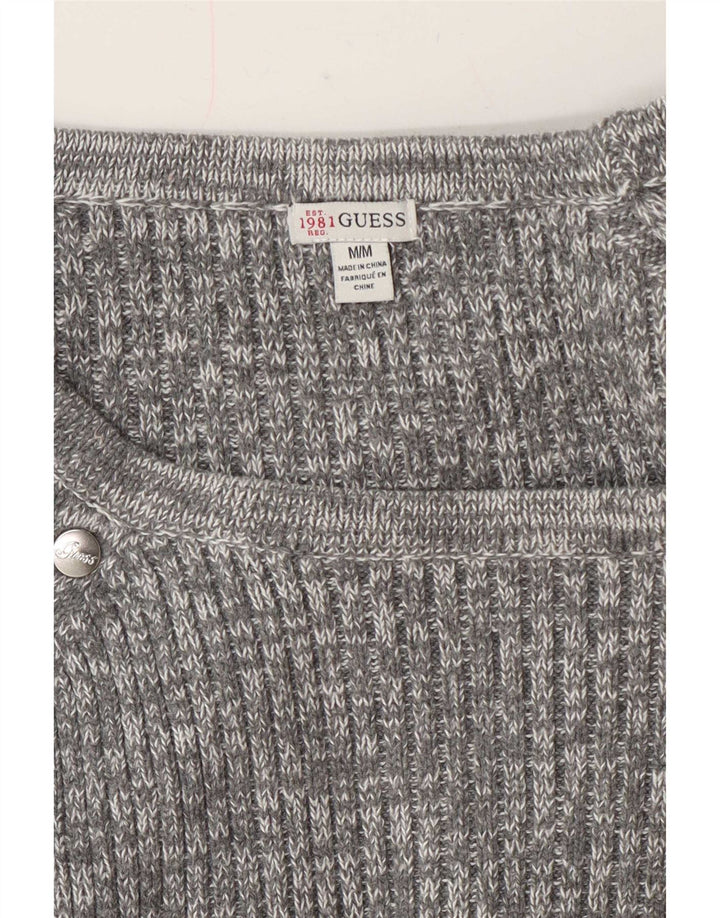 Guess Womens Boat Neck Jumper Sweater UK 14 Medium Grey Flecked