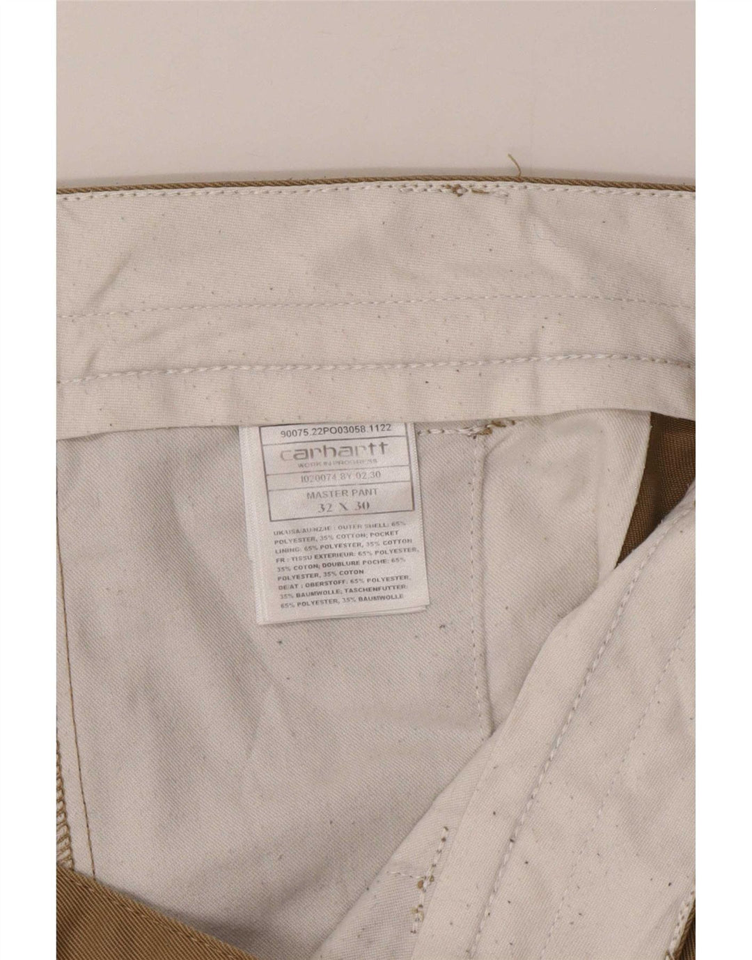 Carhartt Mens Slim Chino Trousers W32 L30 Beige Polyester