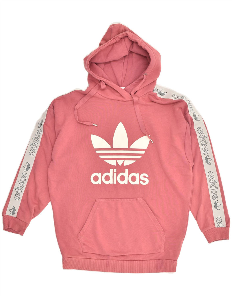 ADIDAS Womens Graphic Hoodie Jumper UK 12 Medium Pink Cotton | Vintage Adidas | Thrift | Second-Hand Adidas | Used Clothing | Messina Hembry 