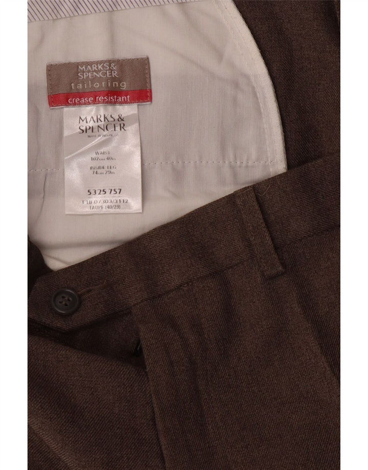 MARKS & SPENCER Mens Straight Suit Trousers W40 L29 Grey Polyester Vintage Marks & Spencer and Second-Hand Marks & Spencer from Messina Hembry 