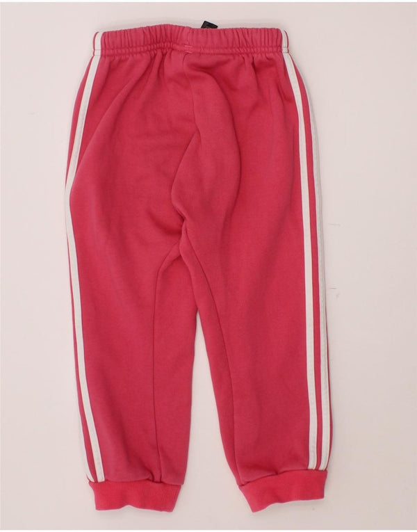 ADIDAS Girls Tracksuit Trousers Joggers 2-3 Years  Pink Cotton