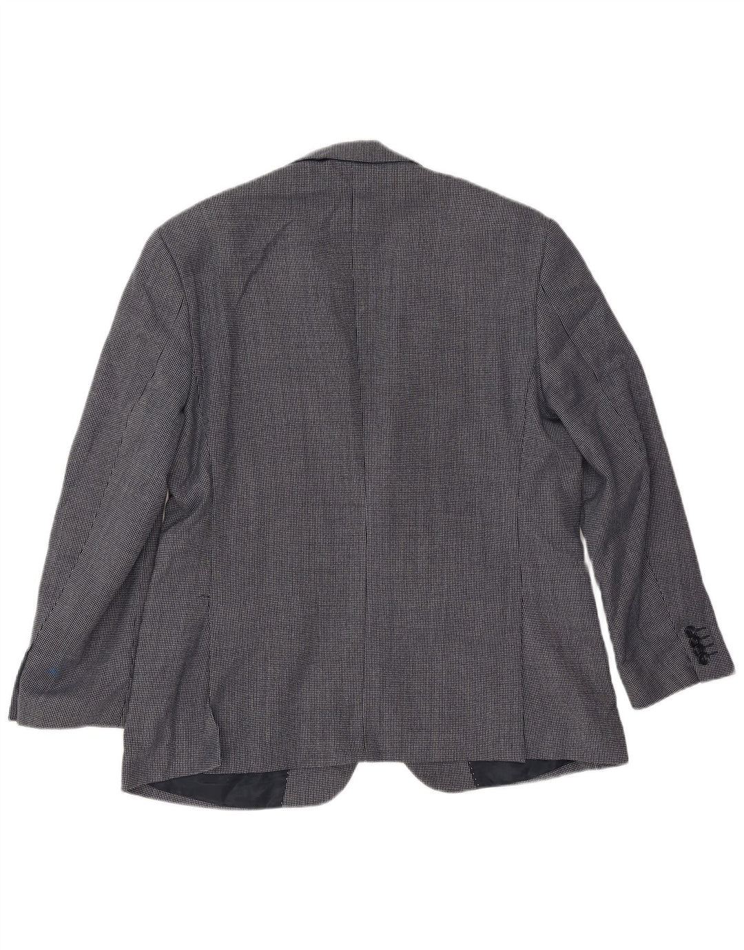Marks & Spencer Mens Short Blazer Jacket UK 42 Large Navy Blue Spotted