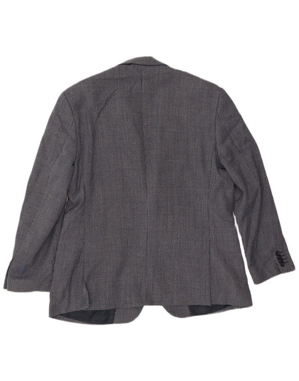 Marks & Spencer Mens Short Blazer Jacket UK 42 Large Navy Blue Spotted