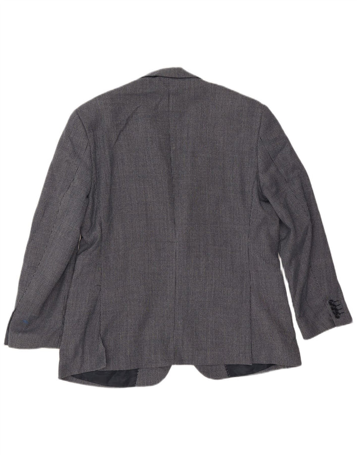 Marks & Spencer Mens Short Blazer Jacket UK 42 Large Navy Blue Spotted