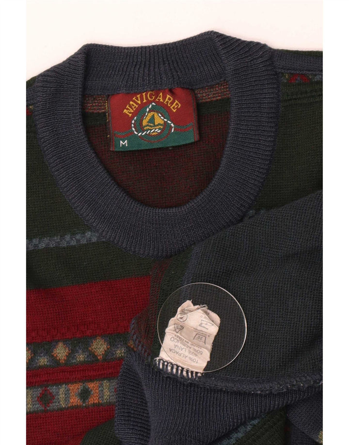 Navigare Mens Crew Neck Jumper Sweater Medium Multicoloured Striped Acrylic