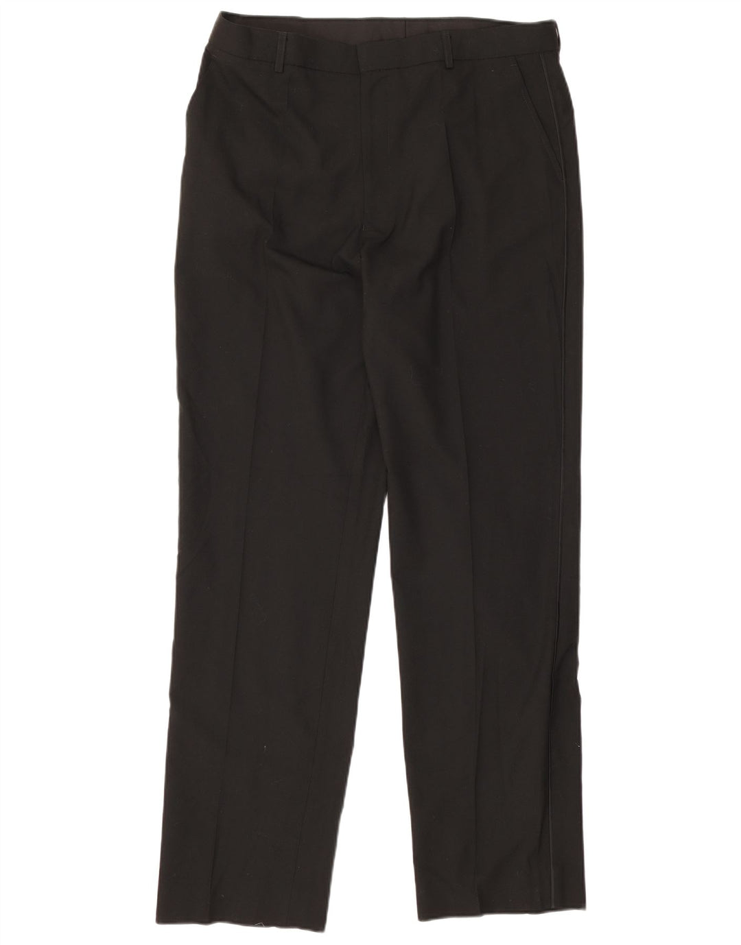 Marks & Spencer Mens Straight Suit Trousers W36 L33 Black Polyester