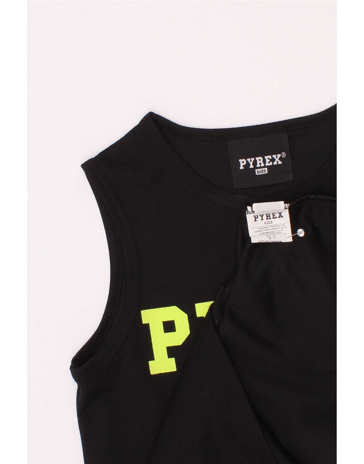 Pyrex Boys Graphic Vest Top 10-11 Years Small Black Polyester