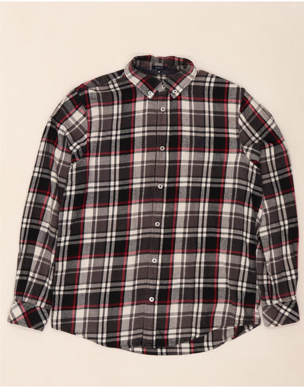 CREW CLOTHING Mens Slim Fit Flannel Shirt Medium Black Check Cotton