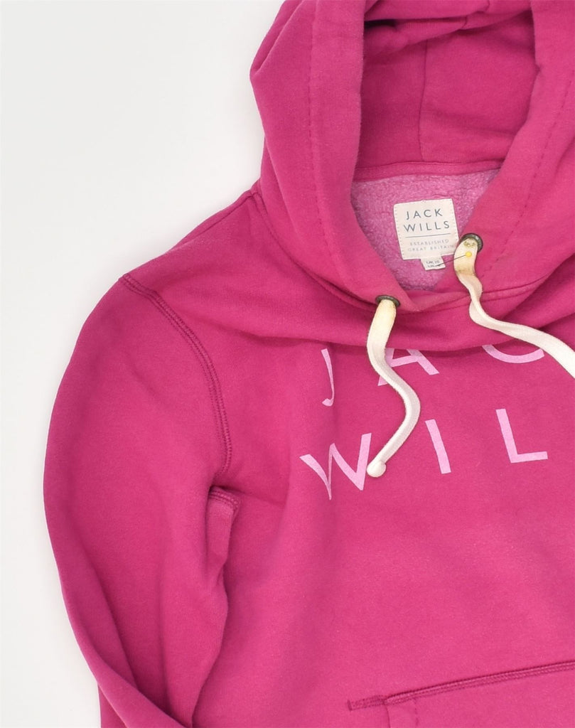 JACK WILLS Womens Graphic Hoodie Jumper UK 10 Small Pink Cotton | Vintage Jack Wills | Thrift | Second-Hand Jack Wills | Used Clothing | Messina Hembry 