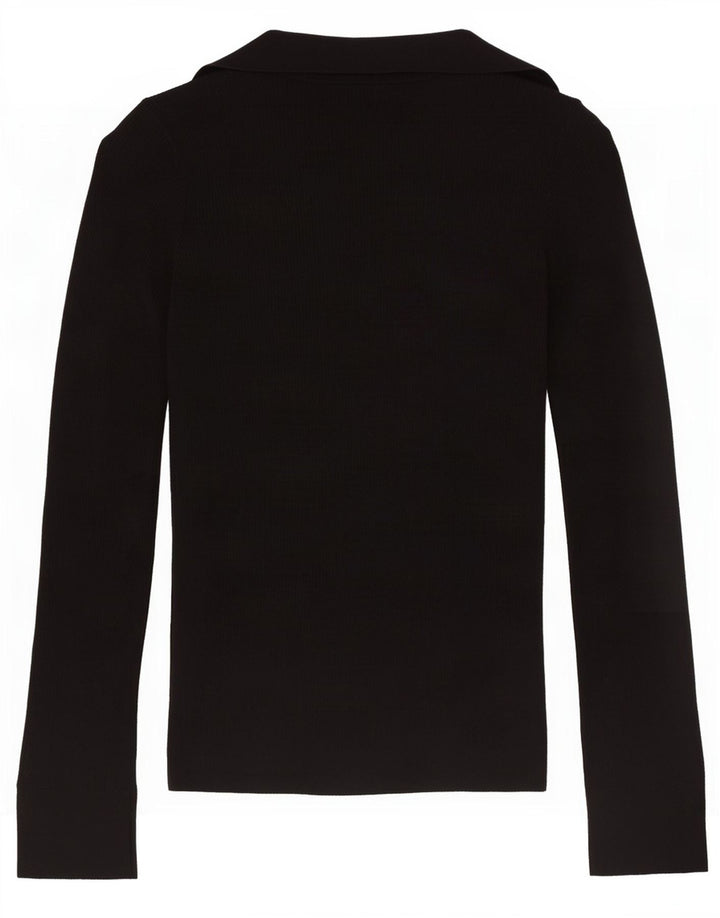 Massimo Dutti Womens Cardigan Sweater UK 10 Small Black Wool