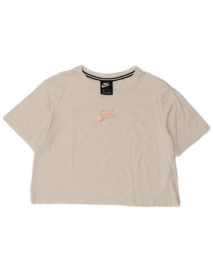 Nike Womens Crop Graphic T-Shirt Top UK 14 Medium White