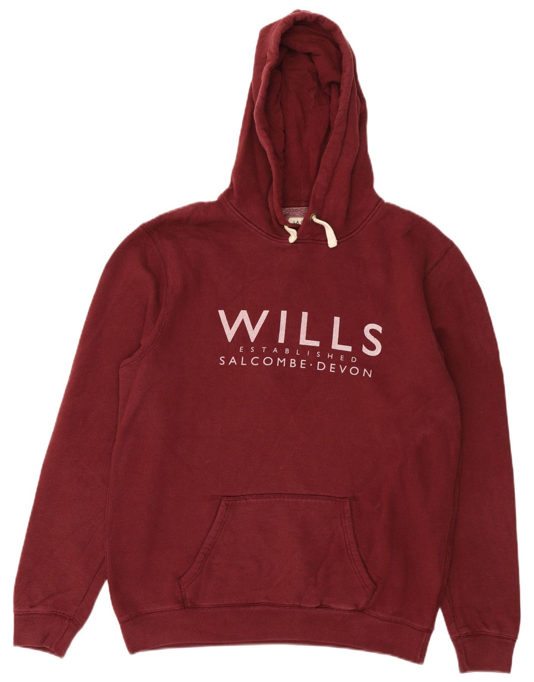 JACK WILLS Mens Salcombe Devon Graphic Hoodie Jumper Medium Maroon Cotton