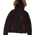 Superdry Womens Hooded Padded Jacket UK 10 Small Black Polyester
