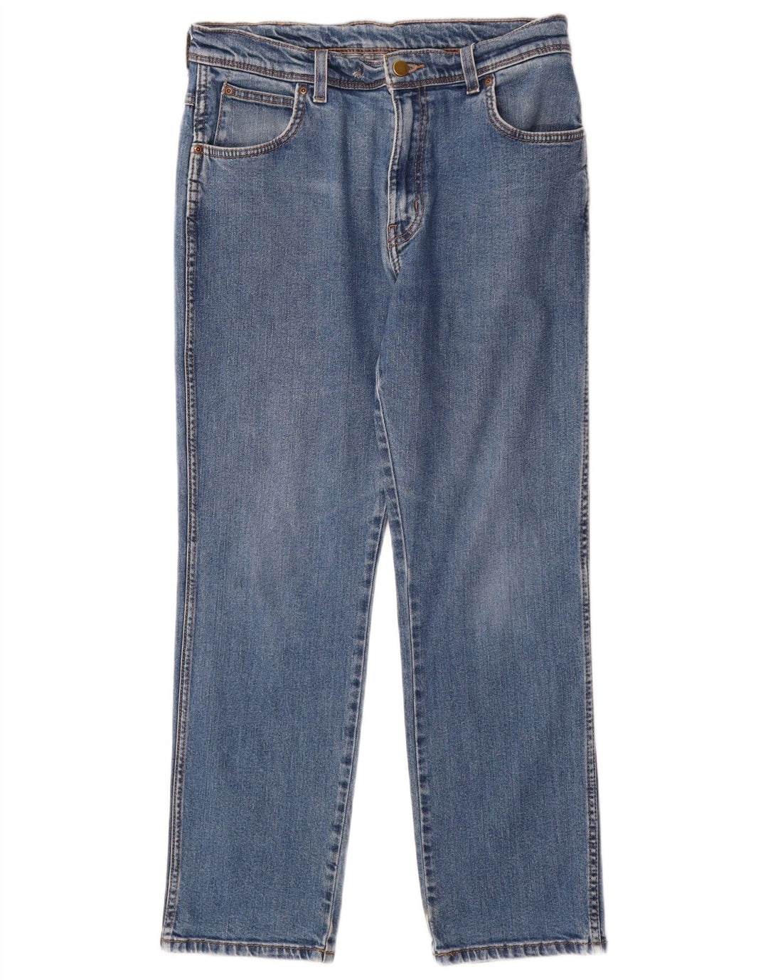 WRANGLER Mens Regular Fit Straight Jeans W34 L30  Blue Cotton