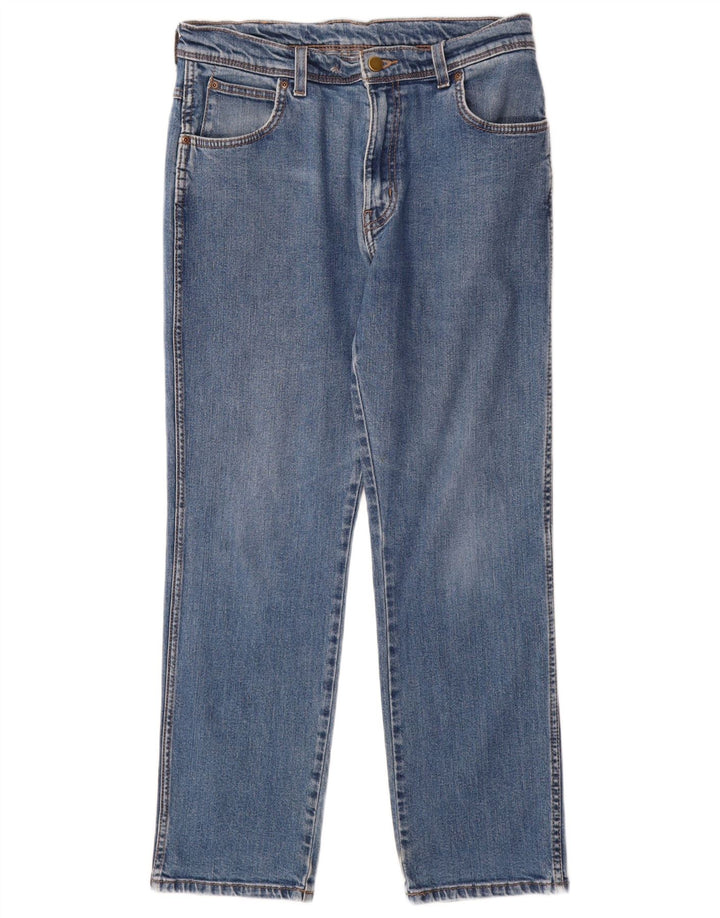 WRANGLER Mens Regular Fit Straight Jeans W34 L30  Blue Cotton