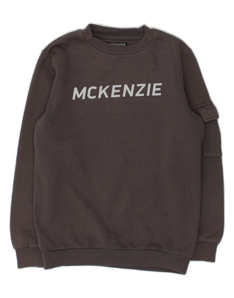 MCKENZIE Boys Graphic Sweatshirt Jumper 12-13 Years Large  Grey Cotton | Vintage Mckenzie | Thrift | Second-Hand Mckenzie | Used Clothing | Messina Hembry 