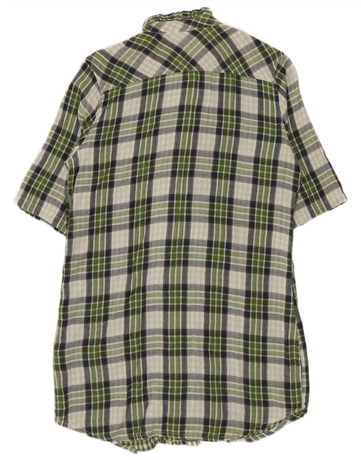 Think Pink Womens Ruffle Front Shirt Dress UK 14 Medium Green Check Cotton