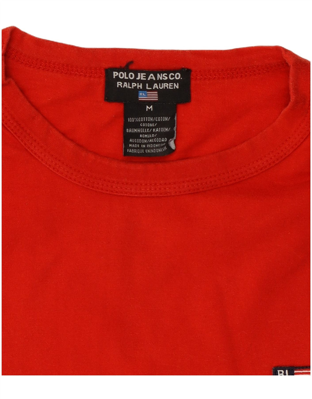 RALPH LAUREN Mens Graphic T-Shirt Top Medium Red Cotton