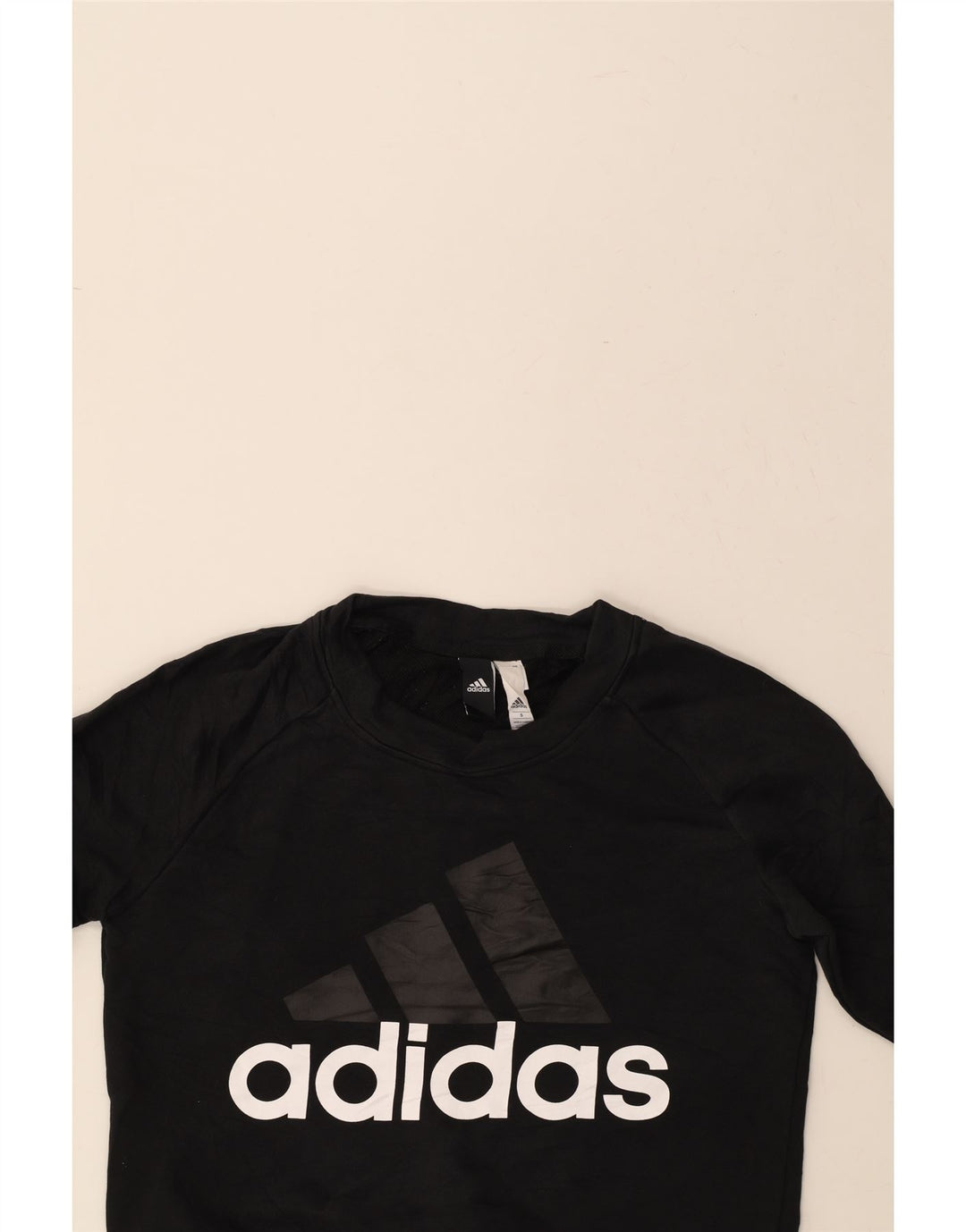 ADIDAS Womens Oversized Graphic Sweatshirt Jumper UK 10 Small Black Cotton Vintage Adidas and Second-Hand Adidas from Messina Hembry 