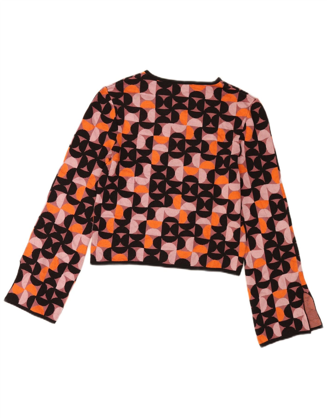 Zara Womens Crop Top Long Sleeve UK 12 Medium Multicoloured Geometric