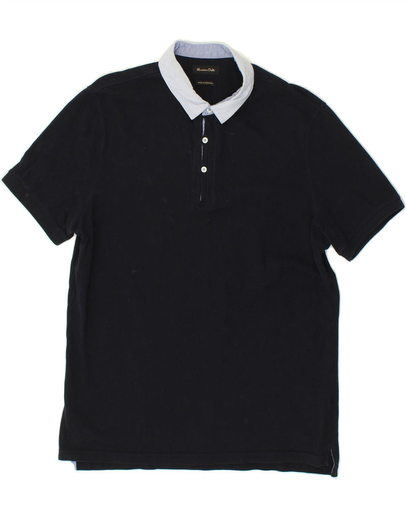 MASSIMO DUTTI Mens Polo Shirt XL Navy Blue Cotton | Vintage Massimo Dutti | Thrift | Second-Hand Massimo Dutti | Used Clothing | Messina Hembry 