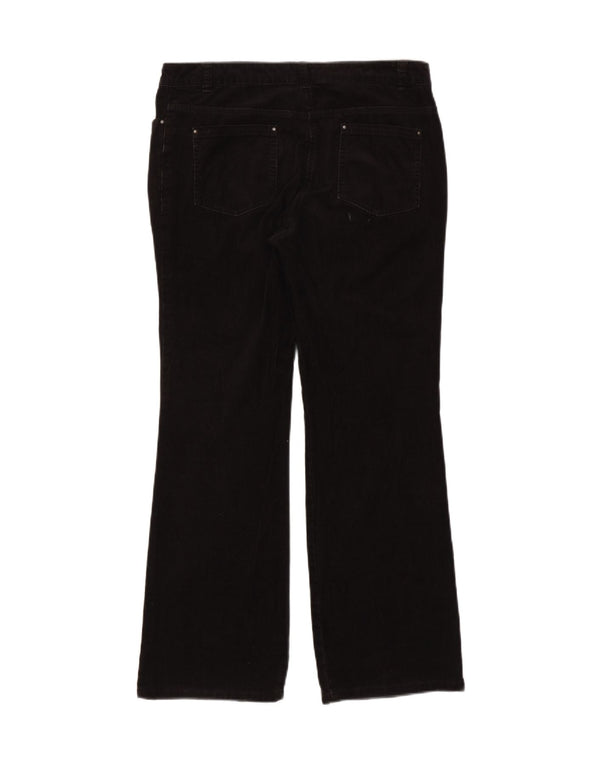 Marks & Spencer Womens High Waist Corduroy Trousers UK 14 Large W32 L29 Bla