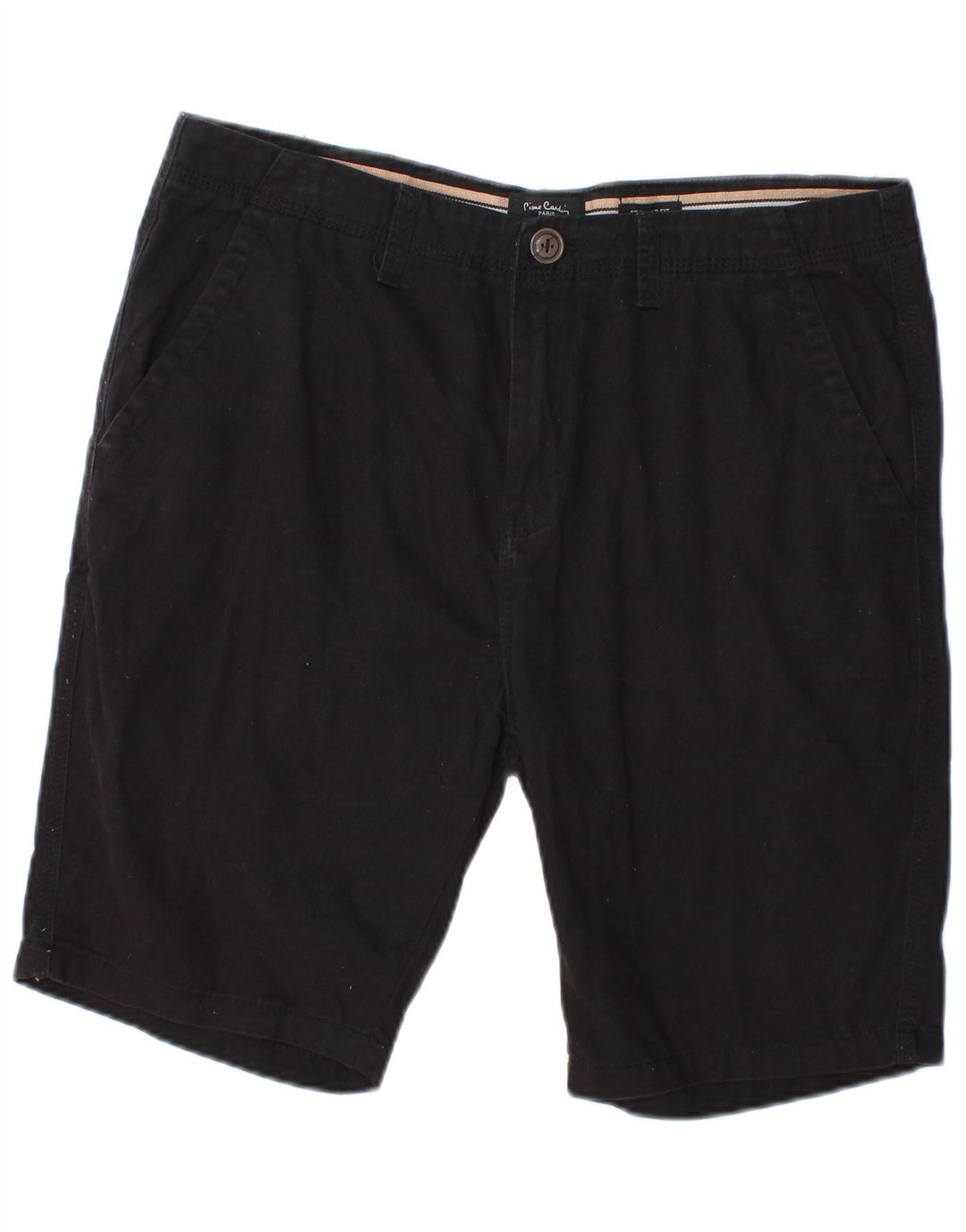 Pierre Cardin Mens Regular Fit Chino Shorts Medium W32  Black Cotton