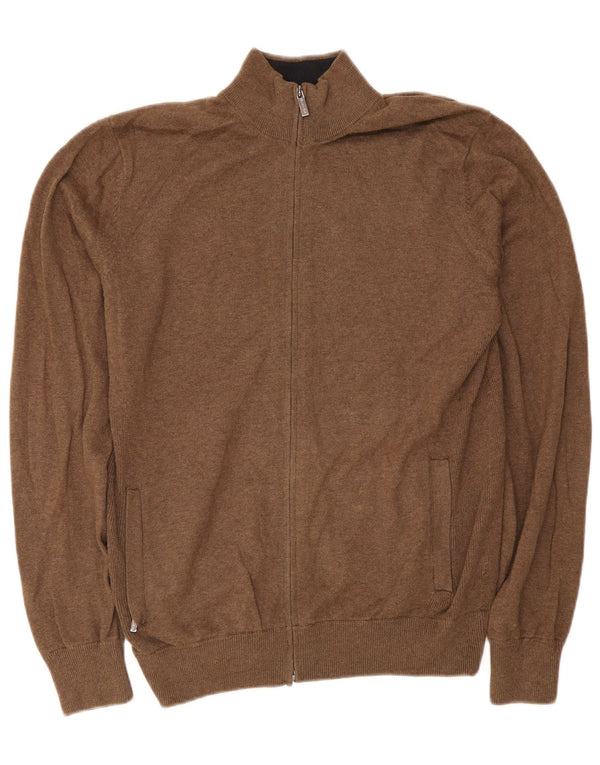 Massimo Dutti Mens Cardigan Sweater Large Brown Cotton