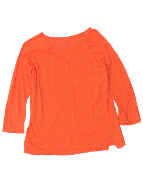 Jigsaw Womens Top 3/4 Sleeve UK 12 Medium Orange Linen